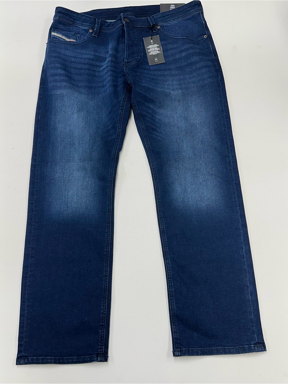 DIESEL Markee Jeans Straight Mens 38x32 Blue Denim Button Fly